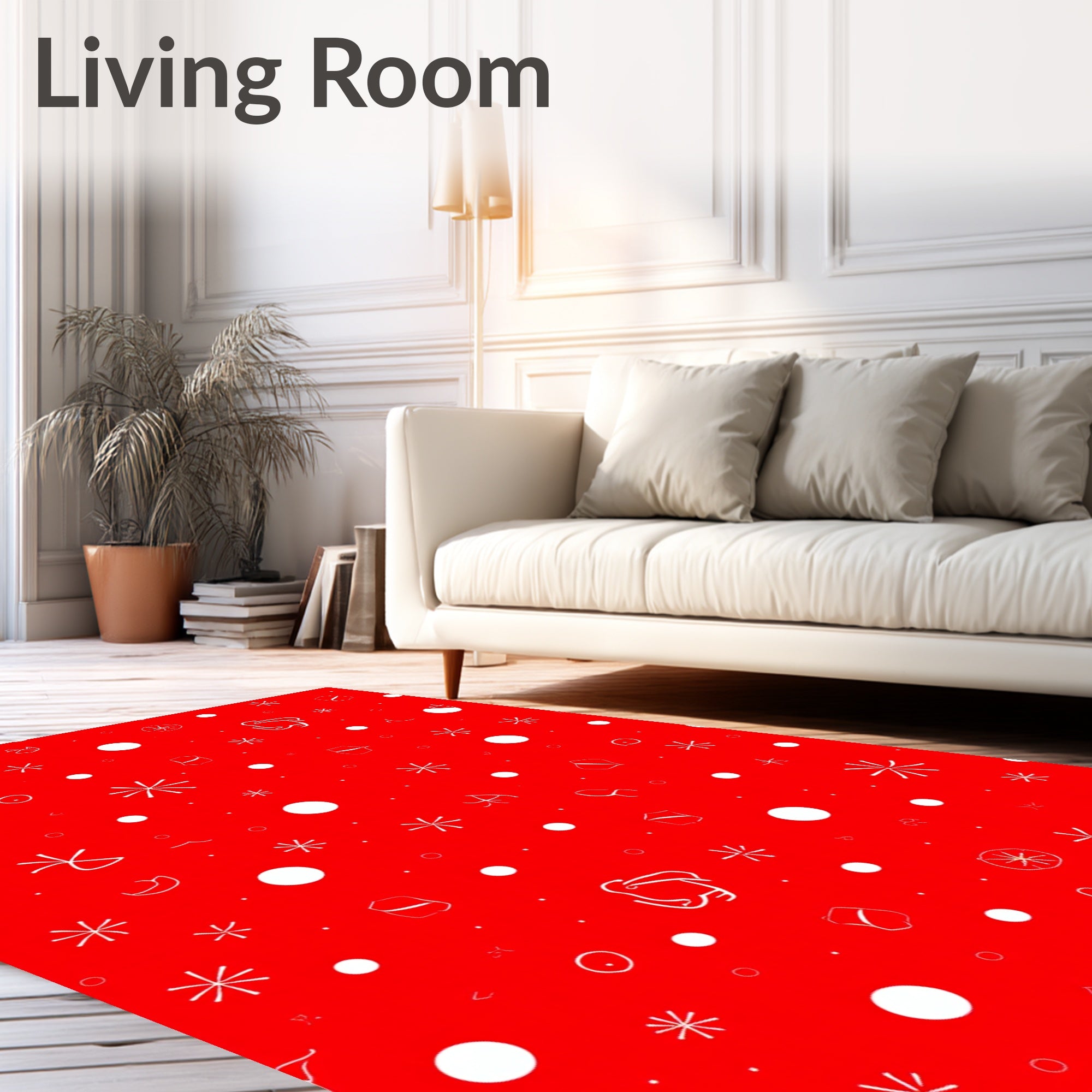 Whimsical Red Snowfall Scatter Rug
