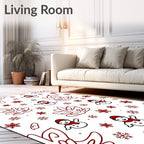 Festive Red Snowman Snowflake Medley Rug