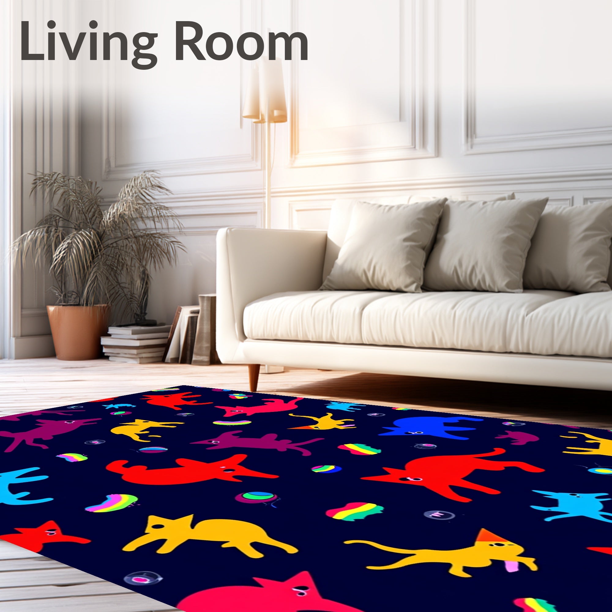 Vibrant Rainbow Creature Kaleidoscope Rug