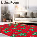 Festive Green Holly Leaf Collage Rug