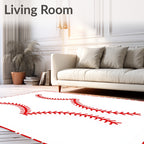 Red Baseball Stitch Lines Rug