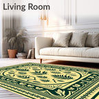 Dark Green Fern Botanical Border Rug