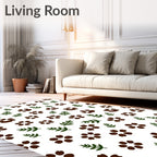 Brown Paw Prints Green Leaf Scatter Rug