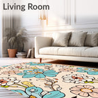 Pastel Daisy Floral Illustration Rug
