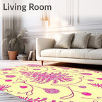 Vibrant Pink Ornate Christmas Tree Ornaments Rug