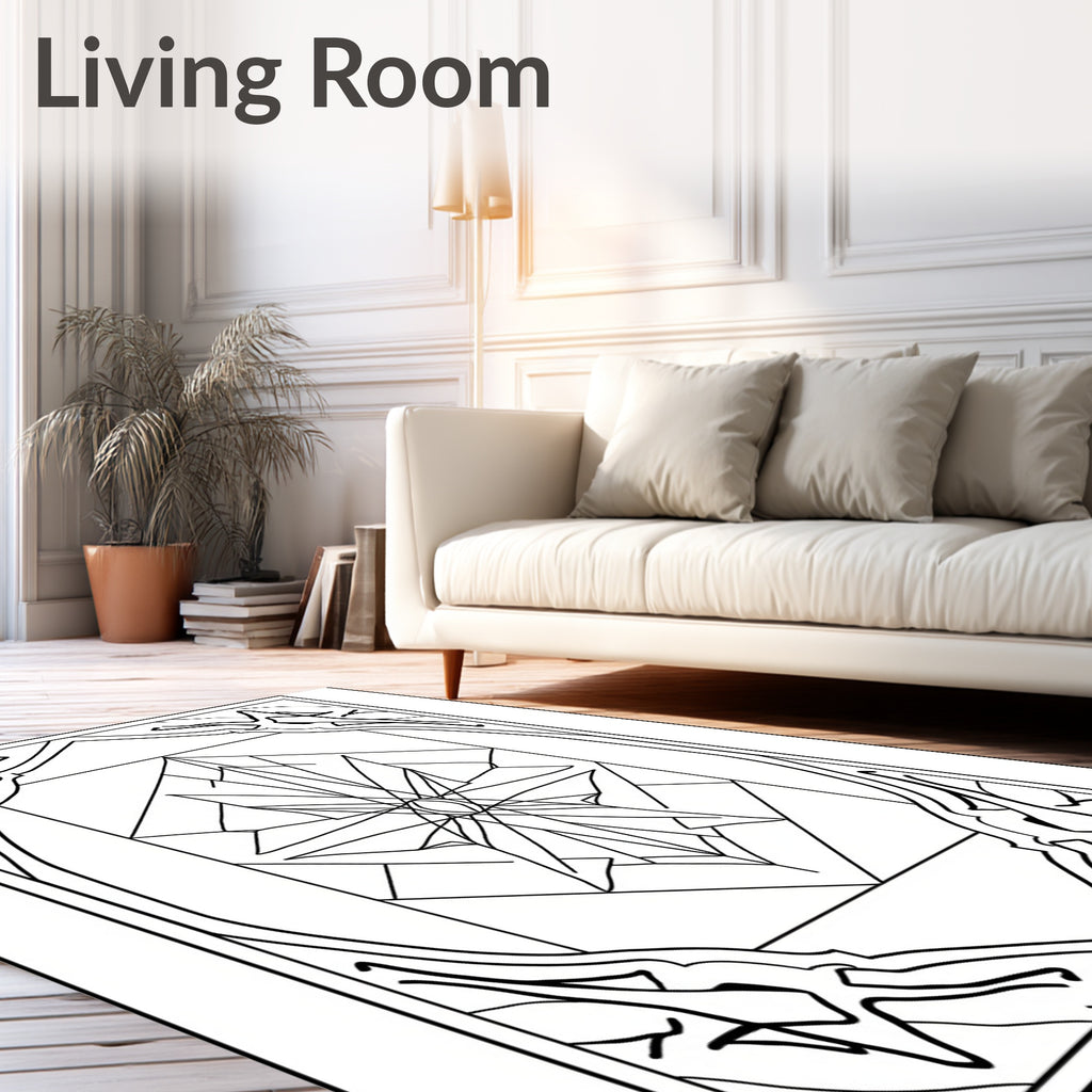 Geometric Starburst Framed Art Rug