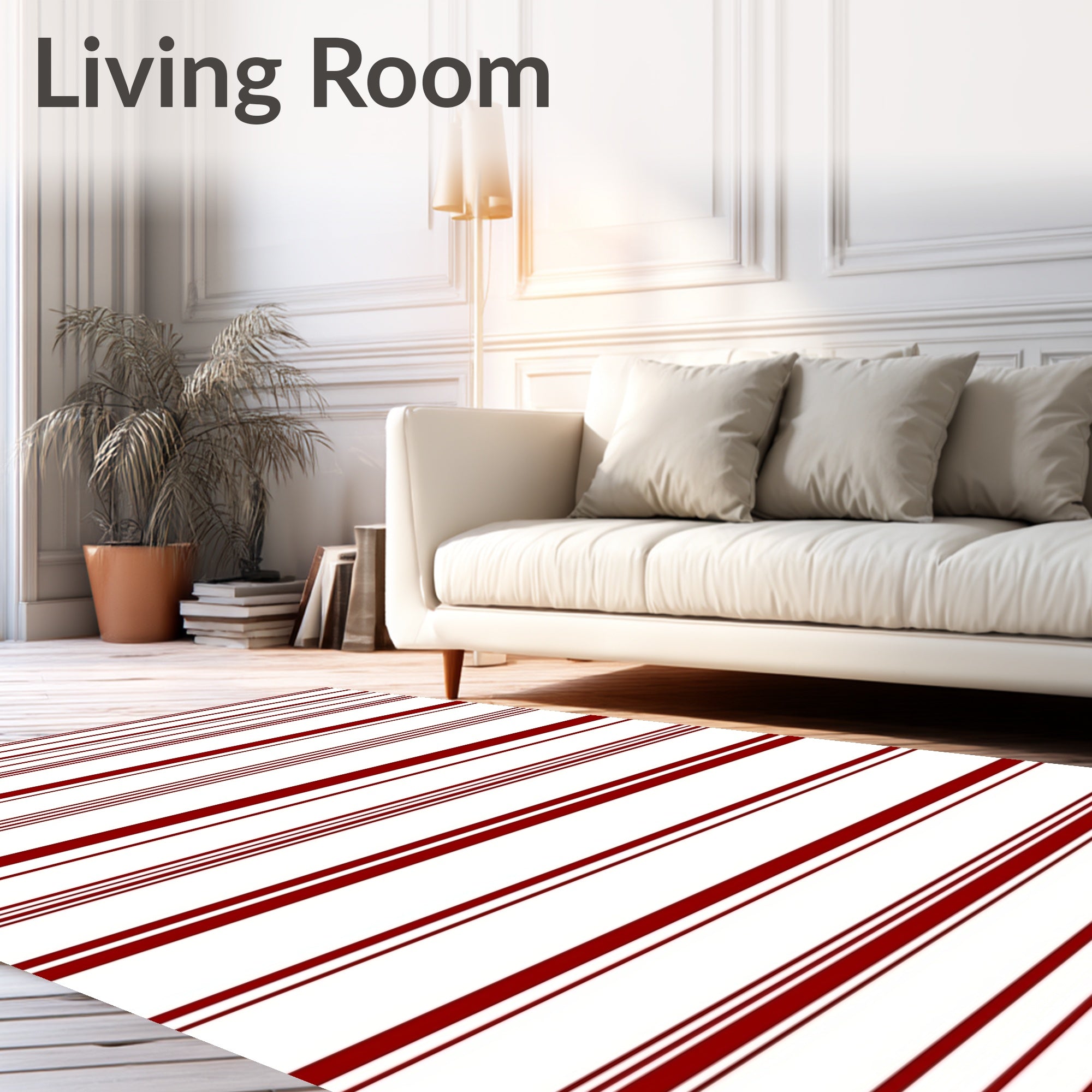 Deep Burgundy Horizontal Stripe Rug