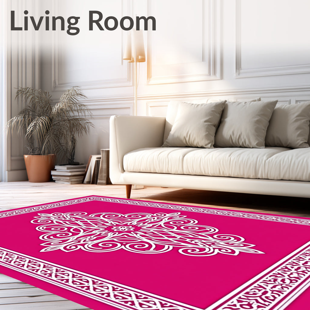 Vibrant Pink White Central Medallion Rug