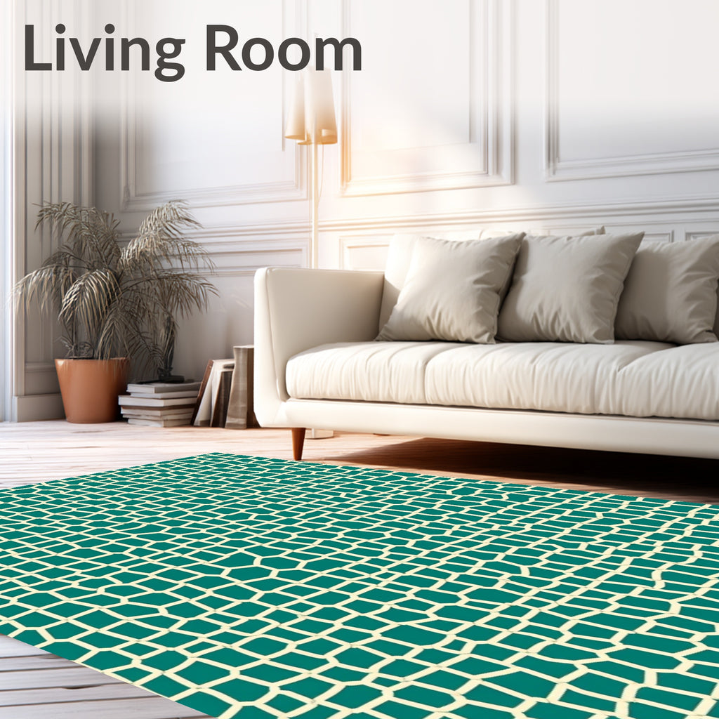 Teal Cream Organic Net Rug