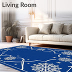 Cobalt Blue Snowflake Border Rug