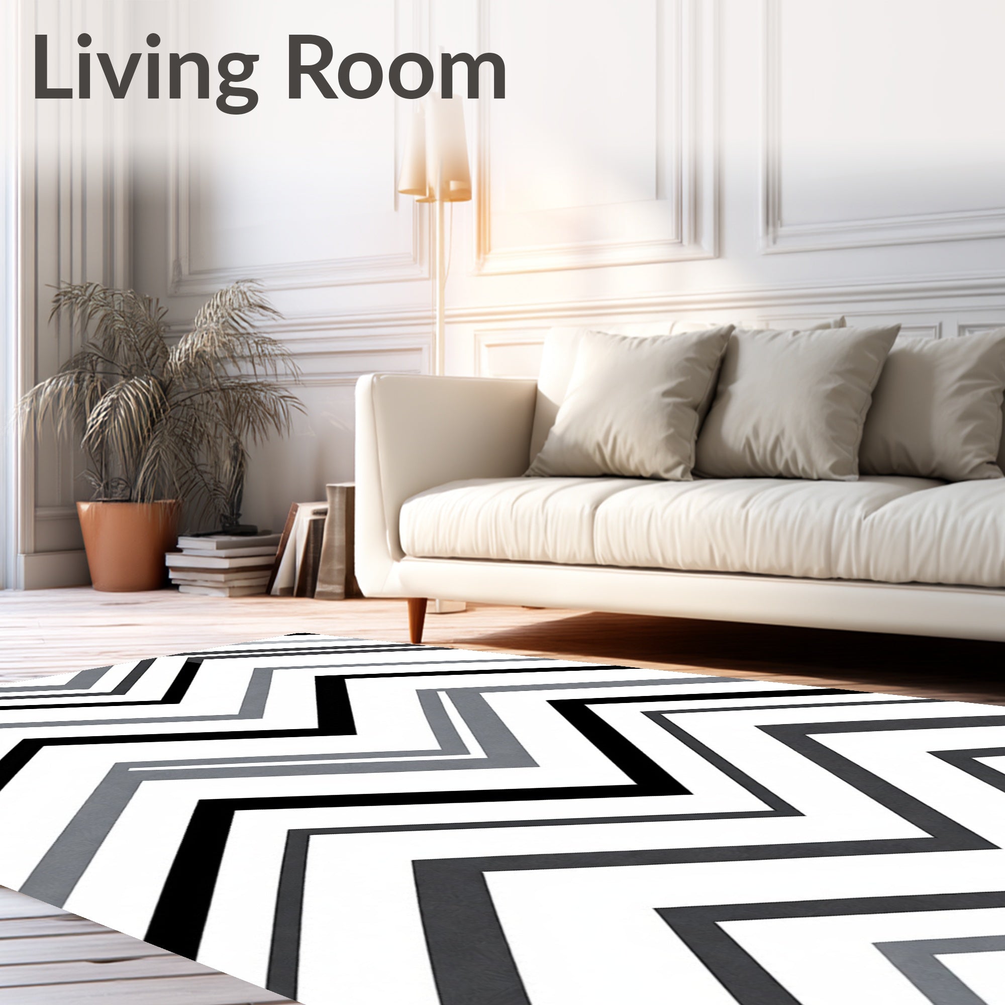 Monochromatic Chevron Zigzag Incline Rug