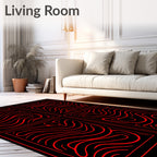 Bold Red Wavy Lines Quad Rug