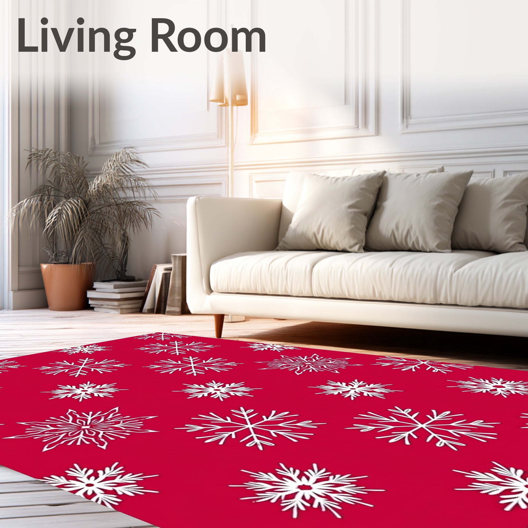 Crimson Red White Snowflake Collection Rug