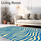 Radiant Blue Wave Lines Rug