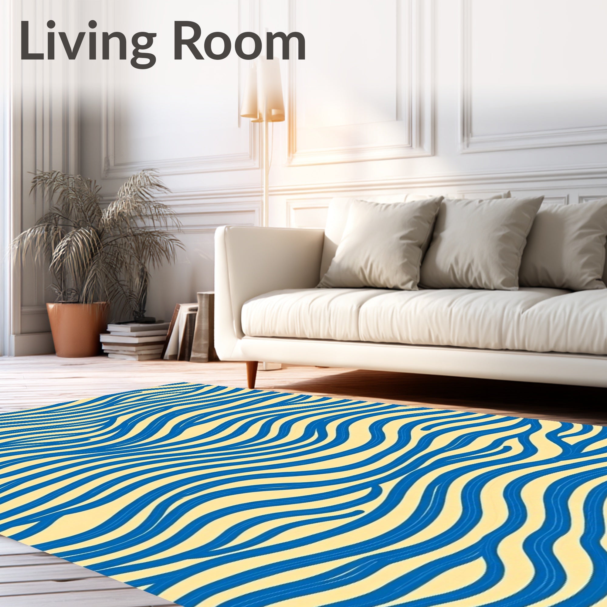 Radiant Blue Wave Lines Rug