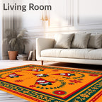 Whimsical Gnome Garden Red Floral Rug