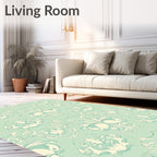 Calming Mint Cream Scrollwork Motif Rug