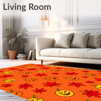 Spooky Orange Pumpkin Maple Leaf Rug