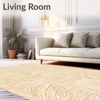 Golden Orange Abstract Line Overlay Rug