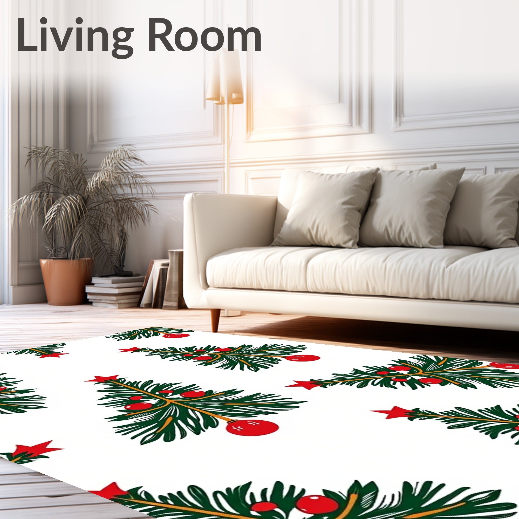 Festive Green Fir Tree Holiday Oval Rug