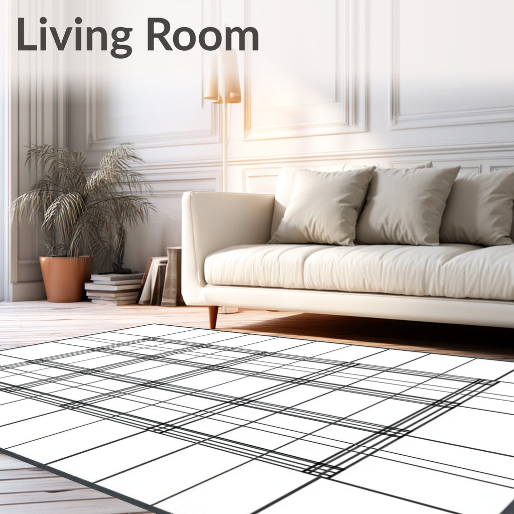 Bold Black Grid Lattice Rug