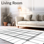 Bold Black Grid Lattice Rug