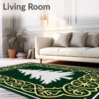 Evergreen Tree Gold Border Rug