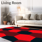 Bold Red Hexagonal Graphic Rug
