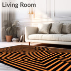 Black Orange Maze Lines Rug