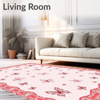 Pink Butterfly Flutter Border Rug