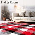 Rustic Red Black Buffalo Check Squares Rug