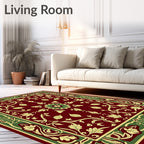Garnet Green Floral Vine Medallion Rug
