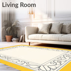 Elegant Scrollwork Border With Floral Accents Rug