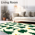 Dark Green Pine Trees Yellow Stars Rug