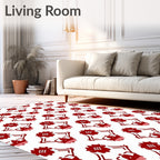 Crimson Floral Diamond Lattice Rug
