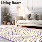 Purple Cream Geometric Maze Rug