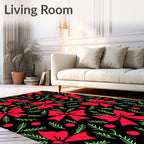 Red Festive Bows Evergreen Sprigs Rug