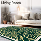 Deep Forest Ochre Labyrinth Art Deco Rug