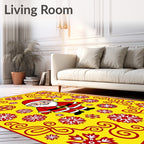 Jolly Santa Claus Red Snowflake Garland Rug