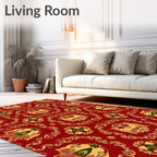 Crimson Gold Floral Crests Rug