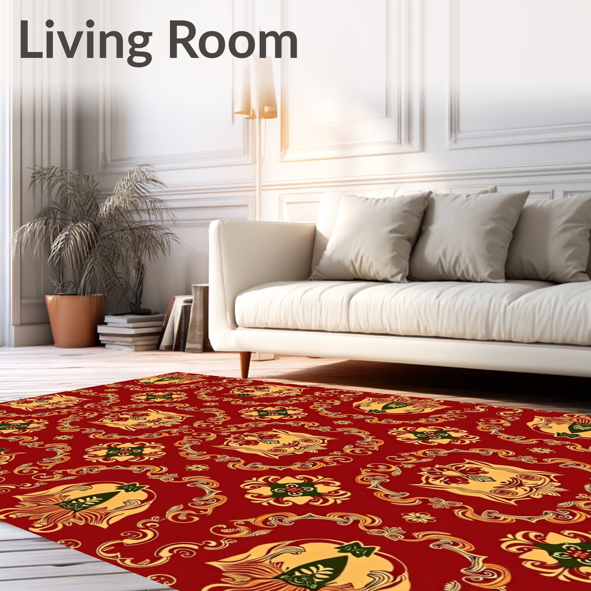 Crimson Gold Floral Crests Rug