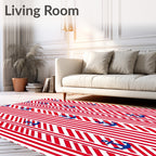 Nautical Red White Anchor Stripe Rug