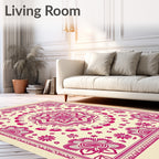 Radiant Pink Mandala Floral Cream Rug