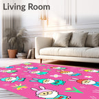 Whimsical Garden Gnomes Bunny Ears Motif Rug