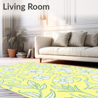 Yellow Floral Vine Swirl Rug