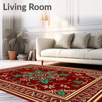 Crimson Emerald Floral Medallion Rug