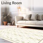 Pale Gold Lattice Vine Medallion Rug