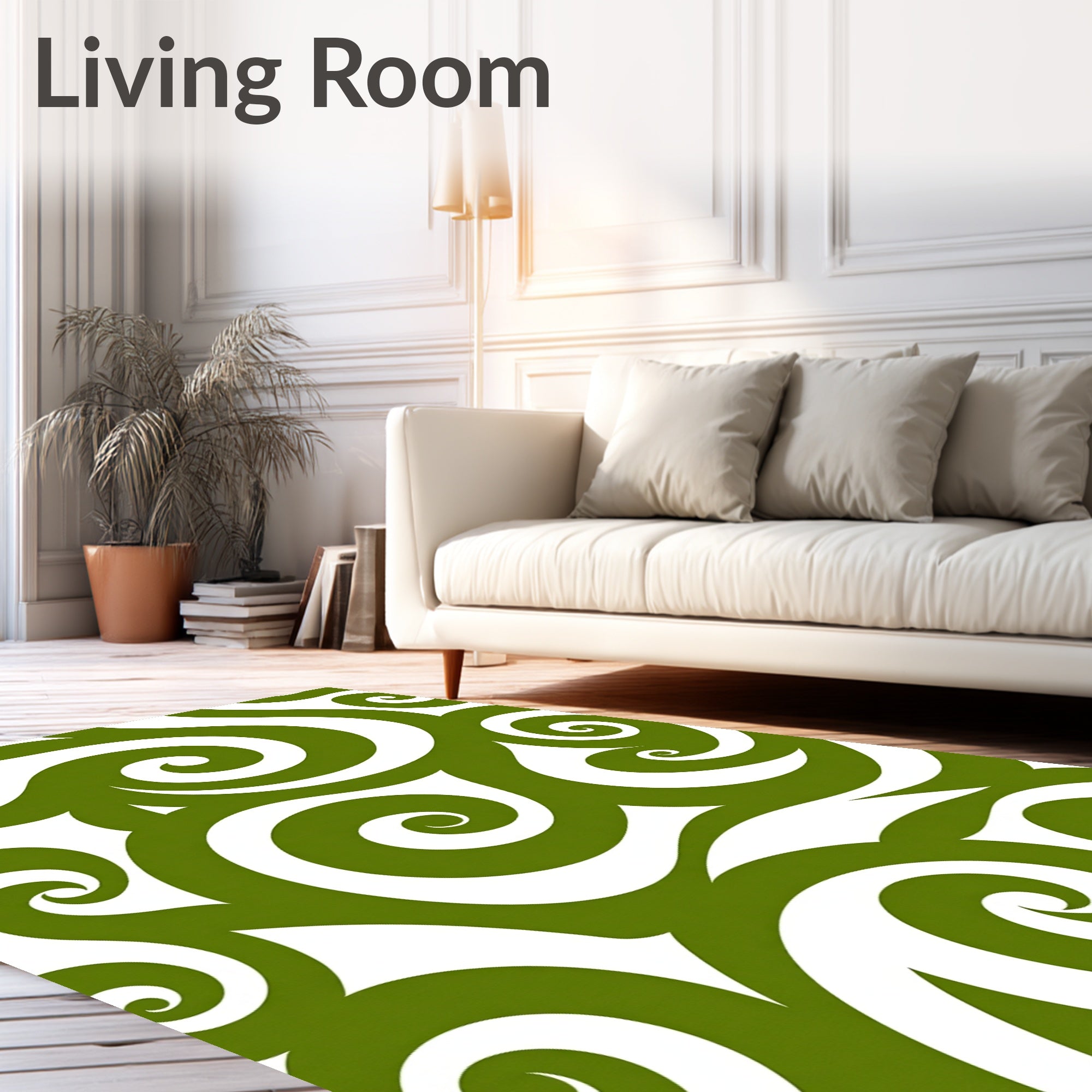 Olive Green Swirl Abstract Harmony Rug