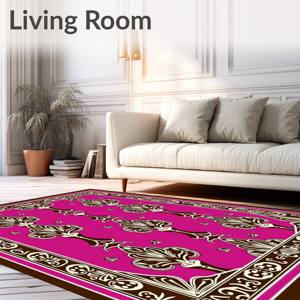 Fuchsia Baroque Floral Medallion Rug