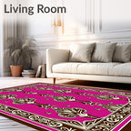 Fuchsia Baroque Floral Medallion Rug